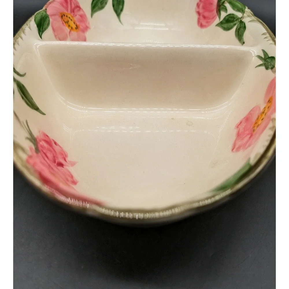 Franciscan Desert Rose Divided Vegetable Bowl Oval Pink Floral Earthenware USA